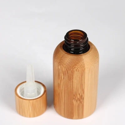 15ml 30ml 50ml 空の竹 化粧品 エッセンシャルオイル ガラスボトル スクリューキャップ