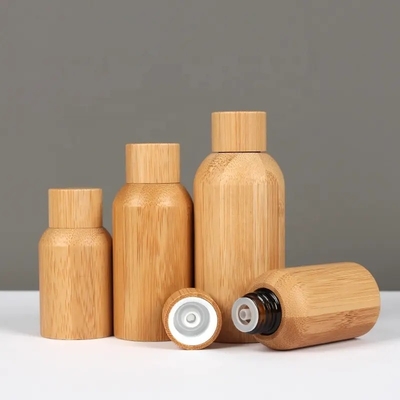 15ml 30ml 50ml 空の竹 化粧品 エッセンシャルオイル ガラスボトル スクリューキャップ