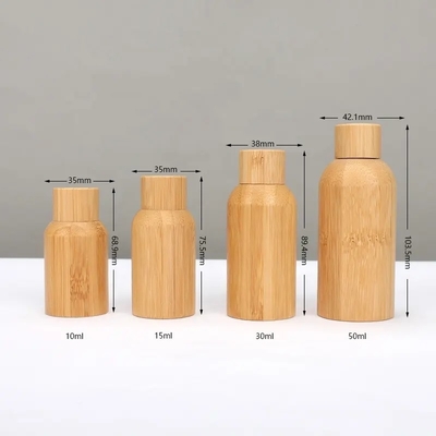 15ml 30ml 50ml 空の竹 化粧品 エッセンシャルオイル ガラスボトル スクリューキャップ