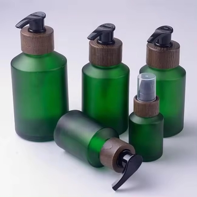 30g,50g,15ml,30ml,60ml,120ml,緑色の冷凍ガラスボトル 木製の螺旋蓋付き