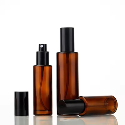 30ml 50ml 80ml 100ml アンバー 化粧品 ガラスポンプ ボトル 再充填可能なスプレーボトル