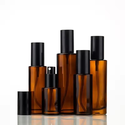 30ml 50ml 80ml 100ml アンバー 化粧品 ガラスポンプ ボトル 再充填可能なスプレーボトル