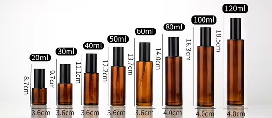 30ml 50ml 80ml 100ml アンバー 化粧品 ガラスポンプ ボトル 再充填可能なスプレーボトル