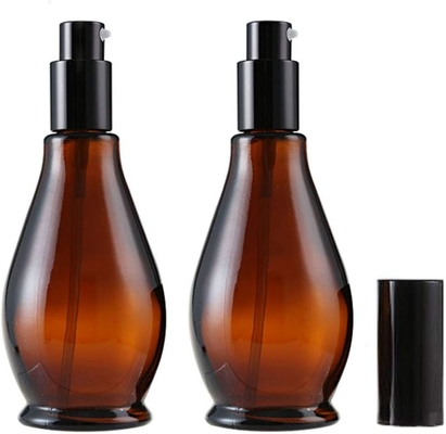 100ml アンバーガラス 旅用ボトル 化粧水 クリームポンプ ボトル ディスペンサー 容器