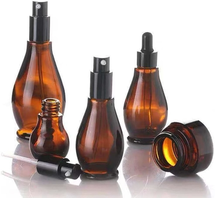 100ml アンバーガラス 旅用ボトル 化粧水 クリームポンプ ボトル ディスペンサー 容器
