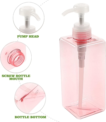 650ml 空のピンクシャンプー シャワーゲル ボトル ペット用プラスチック化粧品 ボトル コンテナ