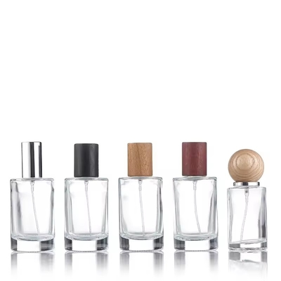30ml ガラスの香水スプレーボトル 液体スプレーヤー 旅行用 再充填可能なボトル 木製蓋