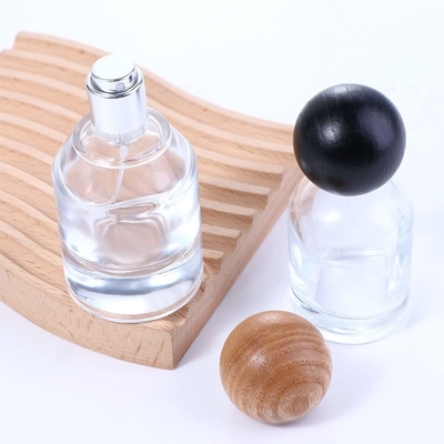 30ml ガラスの香水スプレーボトル 液体スプレーヤー 旅行用 再充填可能なボトル 木製蓋