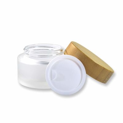 曇らされたガラス クリーム50g 15g 30gのタケ化粧品の容器のガラス瓶の心配の皮