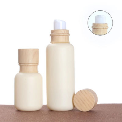 110ml 47/400ねじ帽子のガラス化粧品は47mmタケふたが付いている瓶をびん詰めにする