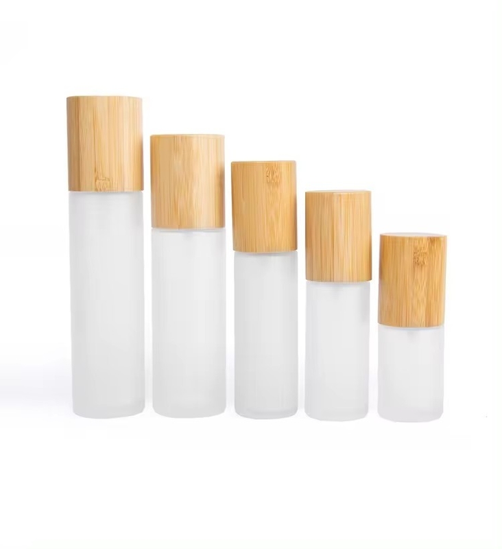 30ml 50ml 60ml フロストグラスミストスプレーボトル バンブーキャップ 30ml-D37*H103